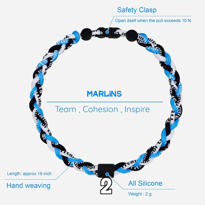 SUPBOMM Baseball Rope Necklaces, League Team Colors Braided Necklace with Number Pendant, Baseball Team Gifts - Image 2